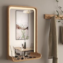 网红化妆镜台式桌面收挂墙现代梳妆镜子轻奢卧室led灯北欧风简约