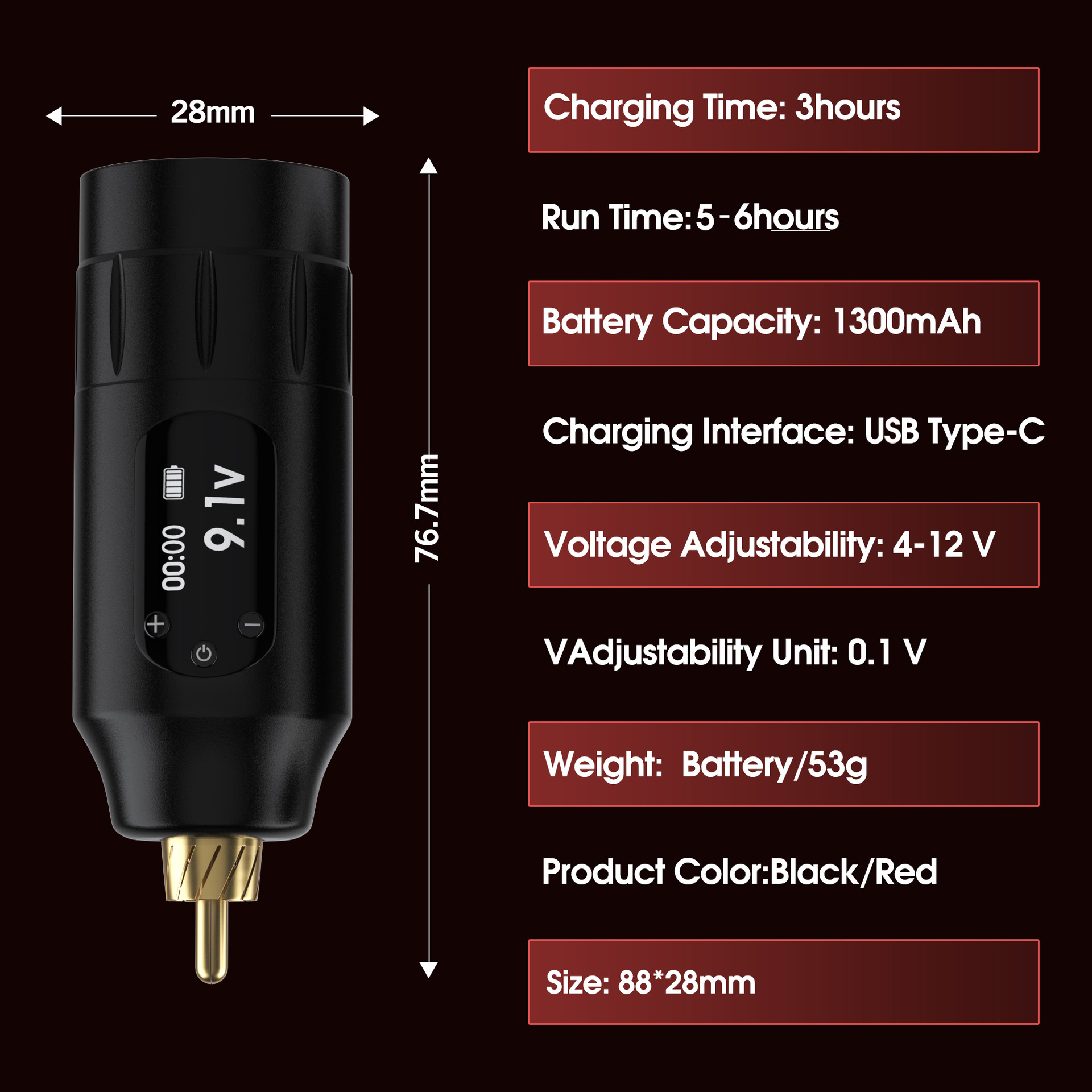 Tuffking mini tatuaje batería pantalla de alta definición de gran capacidad y conveniente fuente de alimentación móvil carga inalámbrica USB image 4