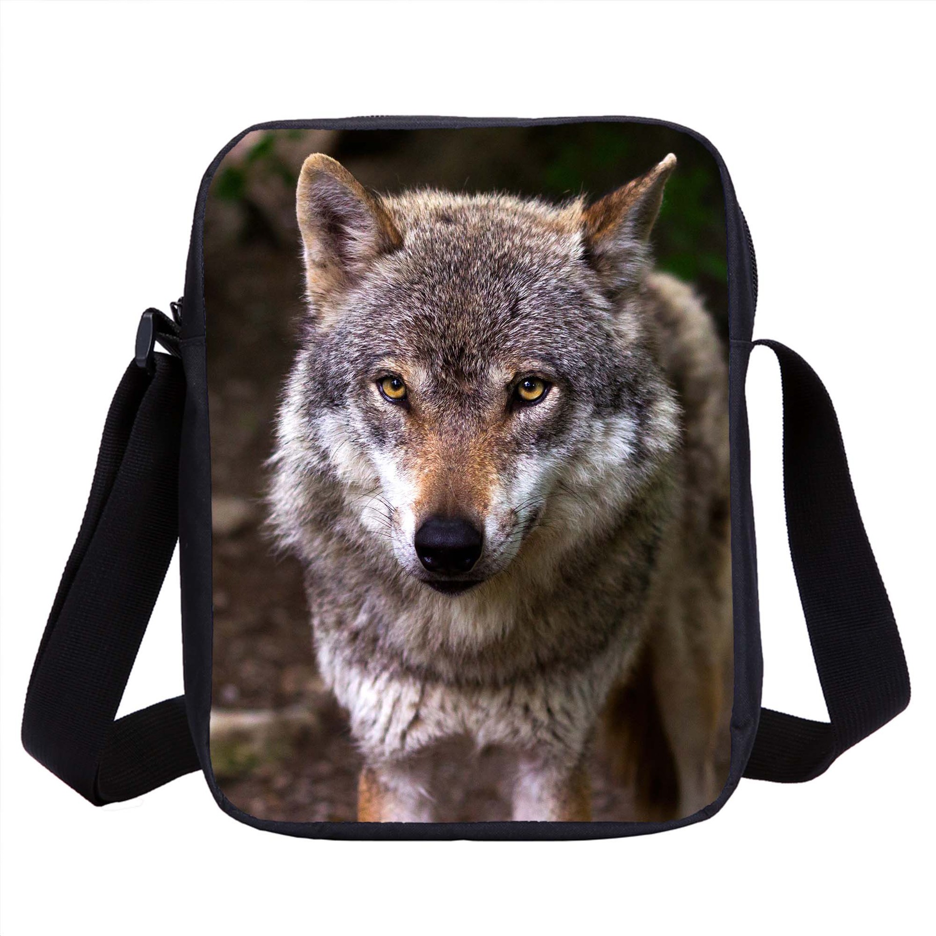 狼大小挎包wolf动物补习袋卡通游戏小学幼儿男女孩儿童单肩斜跨包