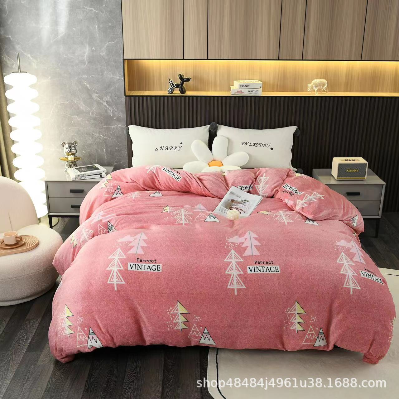 Flange edredón más edredón cubierta doble una sola pieza de lana de coral de doble cara de lana de invierno