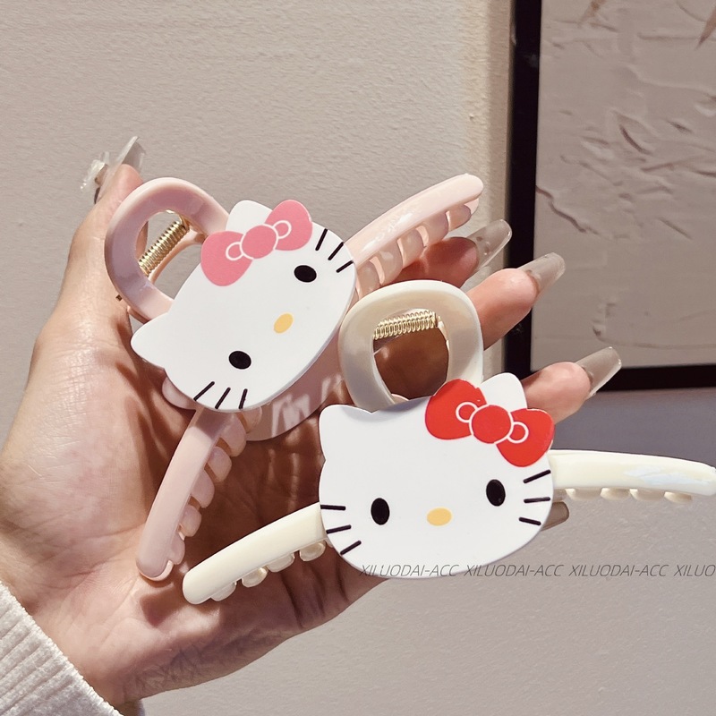 スイートピンクバレエ風キティ猫シリーズヘアアクセサリー女性用かわいいヘアクリッププリンセス後頭部クリップ|undefined