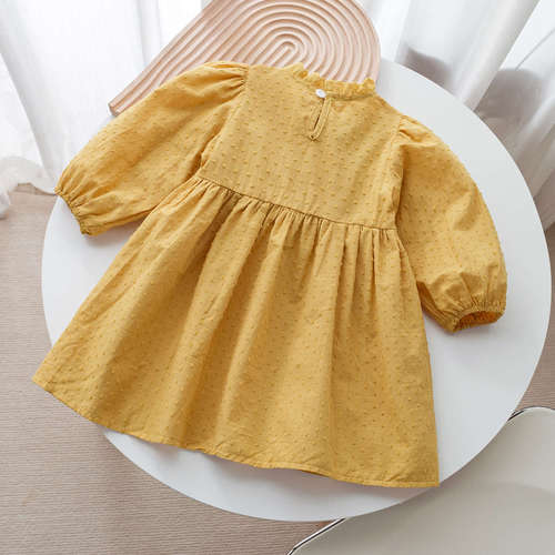 Girls Dress Spring and Autumn 2024 New Korean Style Baby Girl Mid-Length Long Sleeve Princess Dress Western Style Children's Clothing