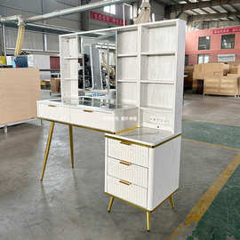 跨境亚马逊外贸LED梳妆台柜储物移动化妆镜灯光电源插座造型抽屉