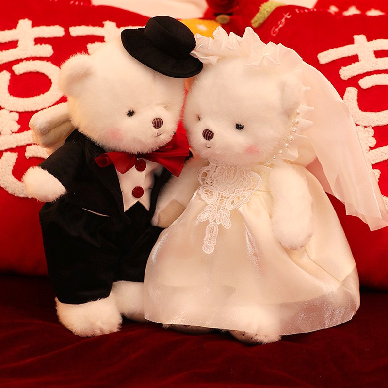 婚纱熊结婚情侣泰迪熊公仔压床布娃娃一对玩偶订婚礼物送新人婚房|undefined