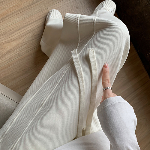 New style simple sweatpants for women in spring and autumn 2024 high waist and hanging loose straight casual pants banana wide-leg pants