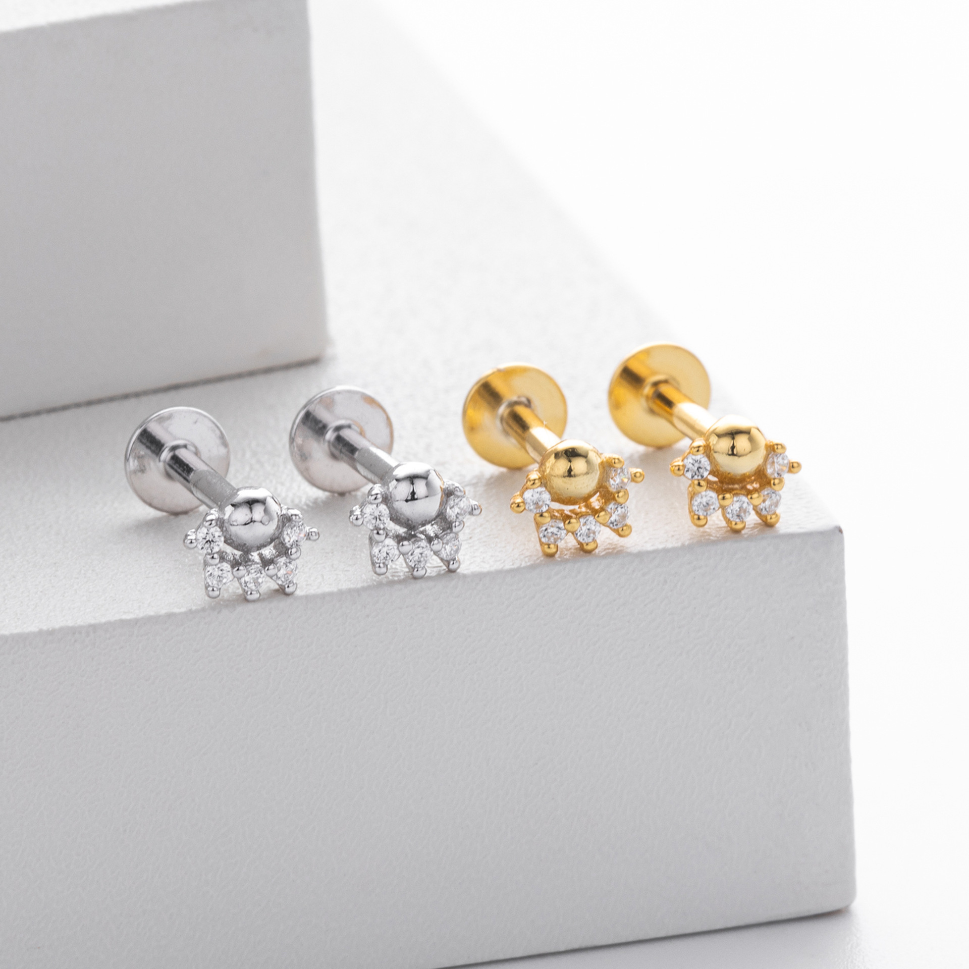 S925 Sterling Silver Round Zircon Nose Stud Piercing Jewelry_voghion.com