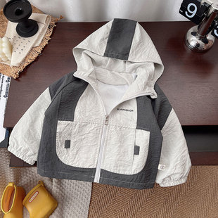 Children's Jacket Spring and Autumn Boys' Windbreaker Thin Autumn Outfit Baby Stylish Toddler Hooded Boy Trench Coat Trendy