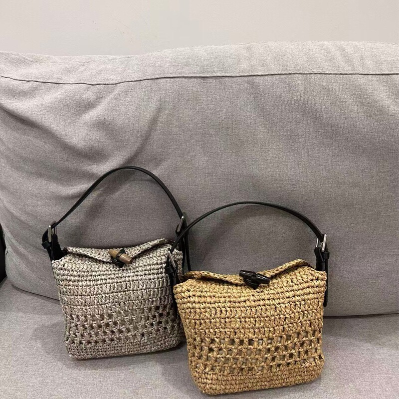 2025 New Arrival Handmade Crochet Hand Underarm Bag Lafitte Straw Woven Bag Vintage Hand Bag Niche Women's Bag