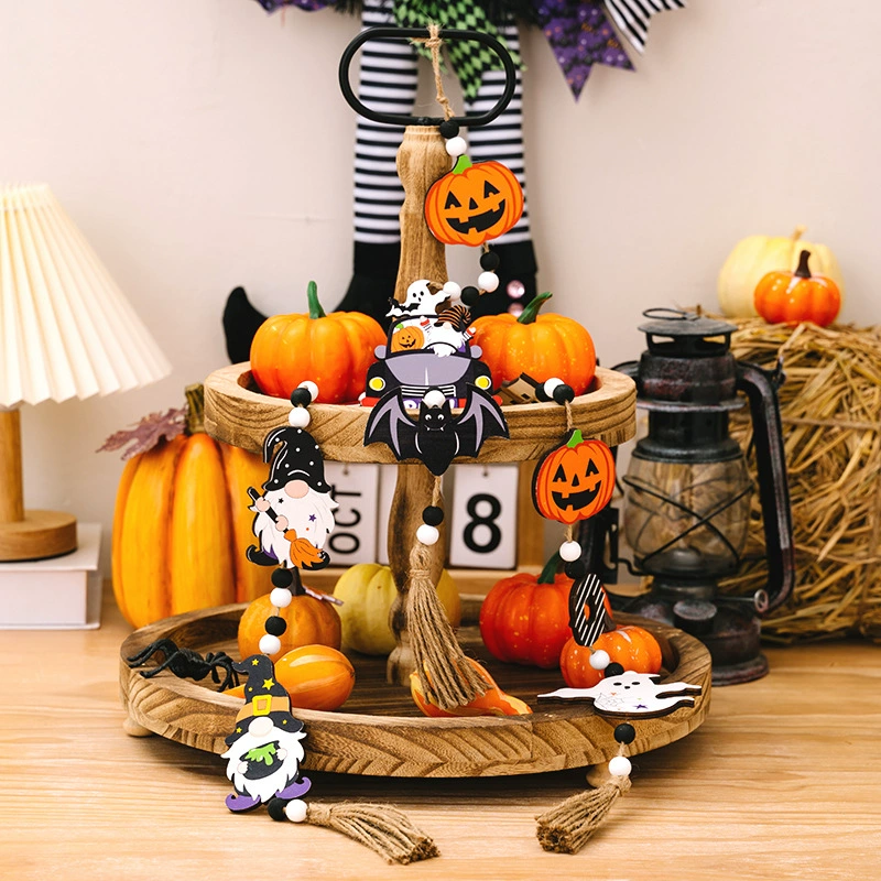 Halloween подвесная гирлянда с бусинами (Zicheng) — призрачные, тыква, летучая мышь с кисточкой, праздничное оформление дома