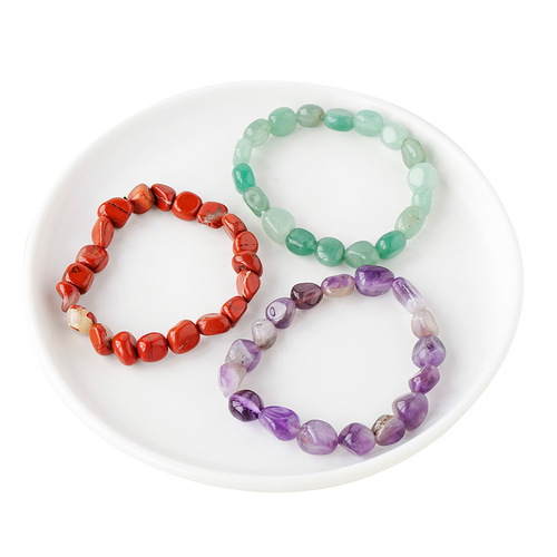 Natural Amethyst Large Gravel Stone Rolling Stone Bracelet Irregular Shaped Jade Agate Bracelet Factory Wholesale