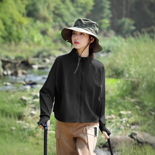 Fashion Ice Silk Clothes Women's Vertical Collar Jacket Summer Lightweight Breathable 2025 New Loose UV Protection Suit