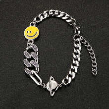 Bracelet Men's New Diamond-encrusted Smiley Cuban Chain Niche Design Fashionable Brand Personality All-match Men's Birthday Gift Bracelet Bracelet Men's New Diamond-encrusted Smiley Cuban Chain Niche Design Fashionable Brand Personality All-match Men's Birthday Gift Bracelet