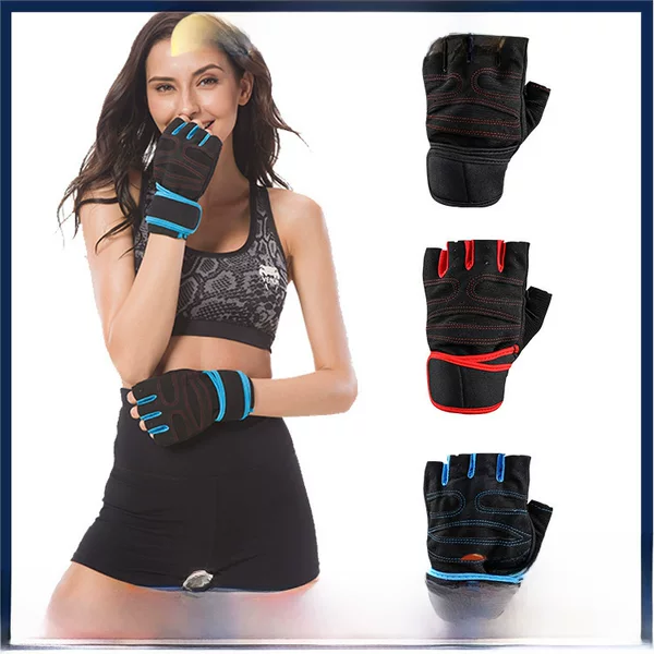 Amazon Men's and Women's Fitness Gloves Non-slip Sports Four-finger Wrist Wrist Weightlifting Horizontal Bar Dumbbell Palm Half-finger Gloves