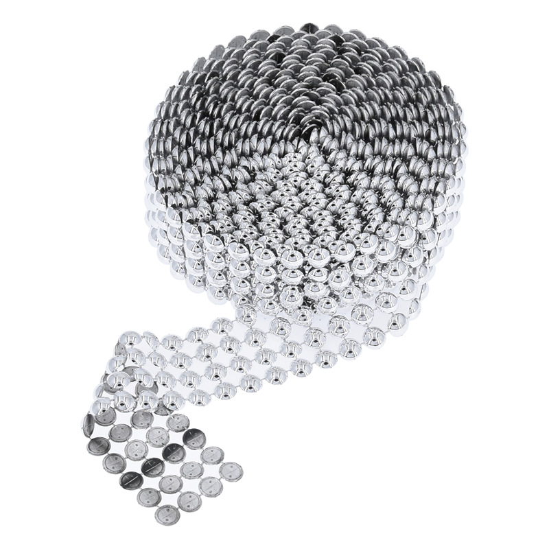 Amazon transfronterizo nuevo 4 filas galvanoplastia semicírculo fila diamante escena diseño mesa de comedor decoración hueco malla de plástico diamante 5 yardas