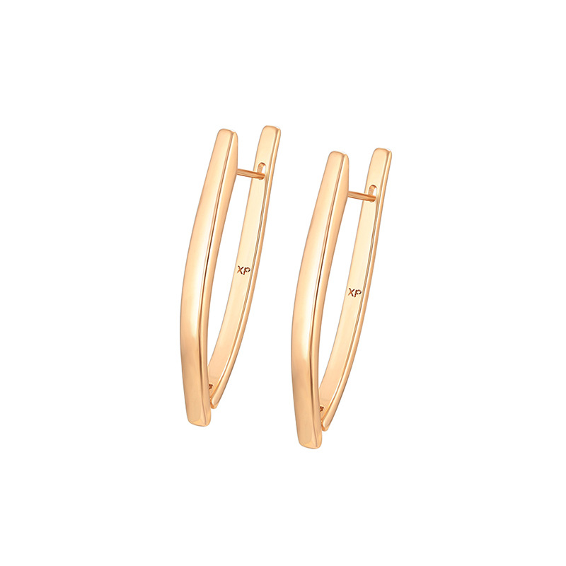 Pendientes de Hebilla en Forma de V de Aleación Chapado en 18K para Mujer