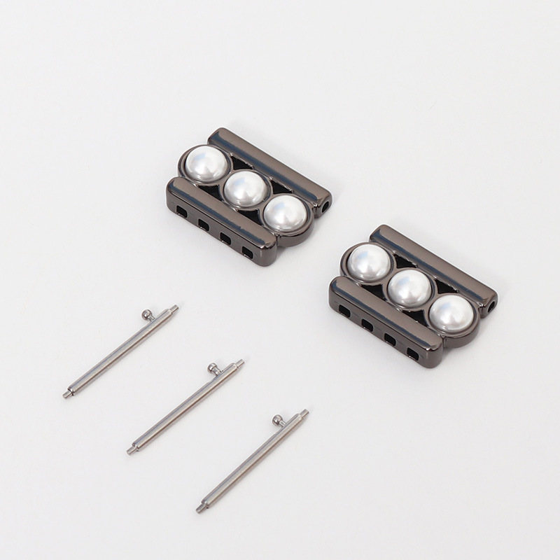 Phong cách đính cườm ngọc trai-Đen / Giao diện 18mm (kèm kim tháo nhanh)
