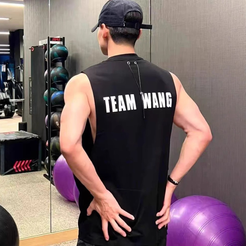 Ceiling Tw King Jiaer's Same First-Generation Silicone Letter Summer Sleeveless Waistcoat American Loose Vest T-Shirt for Men