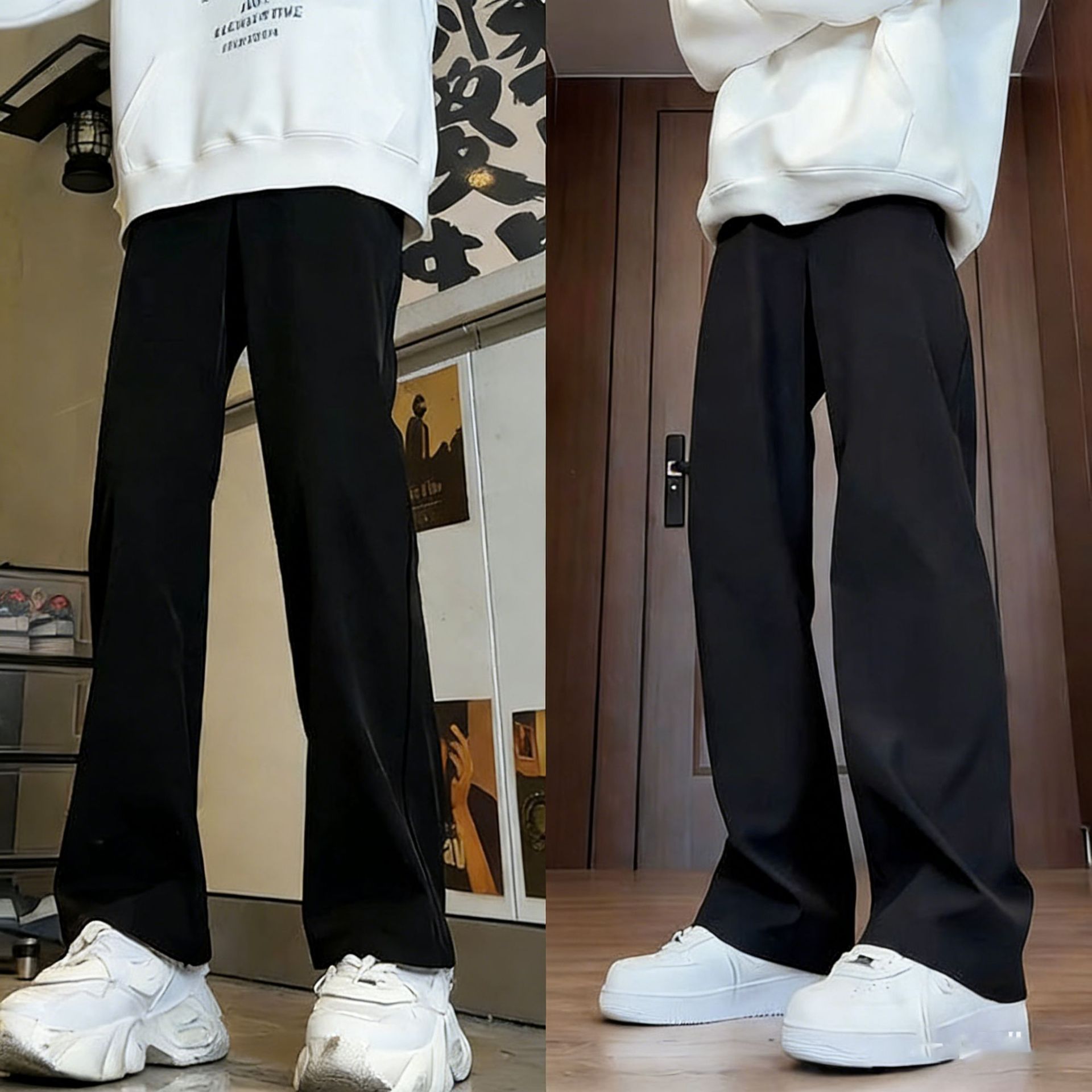 Slimming Straight-Leg Dress Pants for Men, Spring and Summer Korean Style Trendy Plus-Size Versatile Flared Casual Trousers