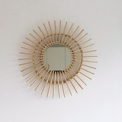 新藤編梳妝化妝鏡子創意藝術裝飾圓鏡民宿客廳玄關牆面壁飾掛王金