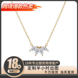 跨境新品925纯银鱼尾花朵项链女气质马眼锆石锁骨链外贸饰品批发