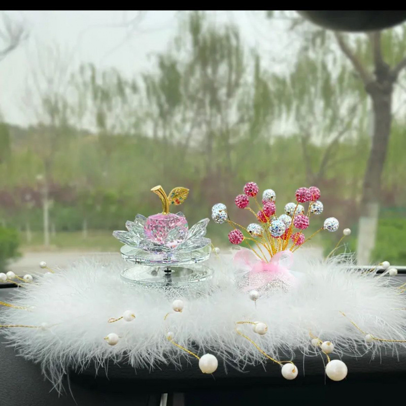 (2개) 인터넷 축하 태양 에너지 회전 크리스탈 애플 자동차 향수 장식품 자동차 아로마 테라피 자동차 인테리어 장식 용품 여성