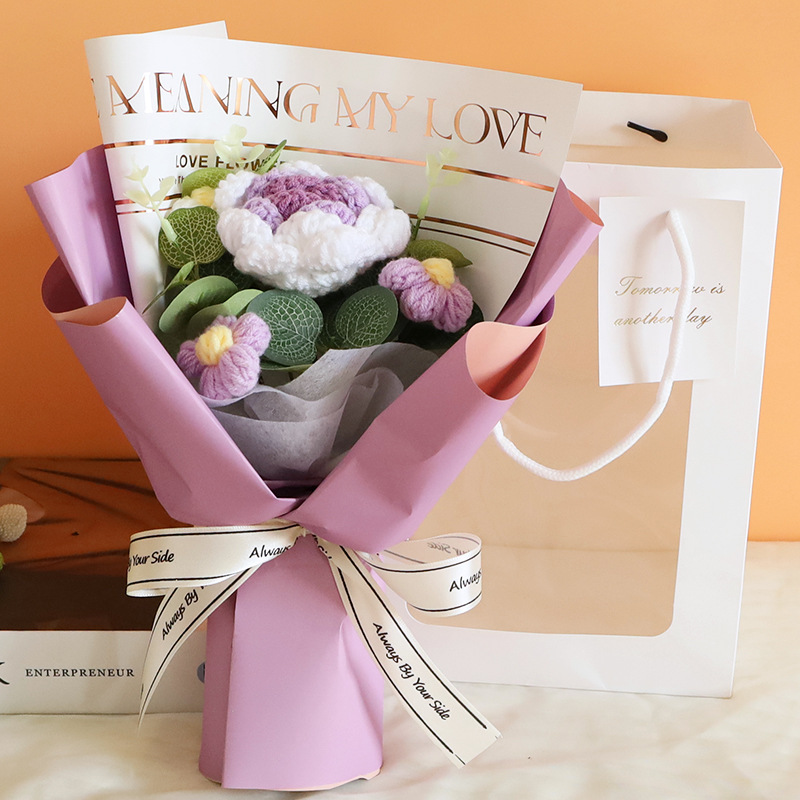 Purple Korean Wool Rose Color + Window Tote Bag