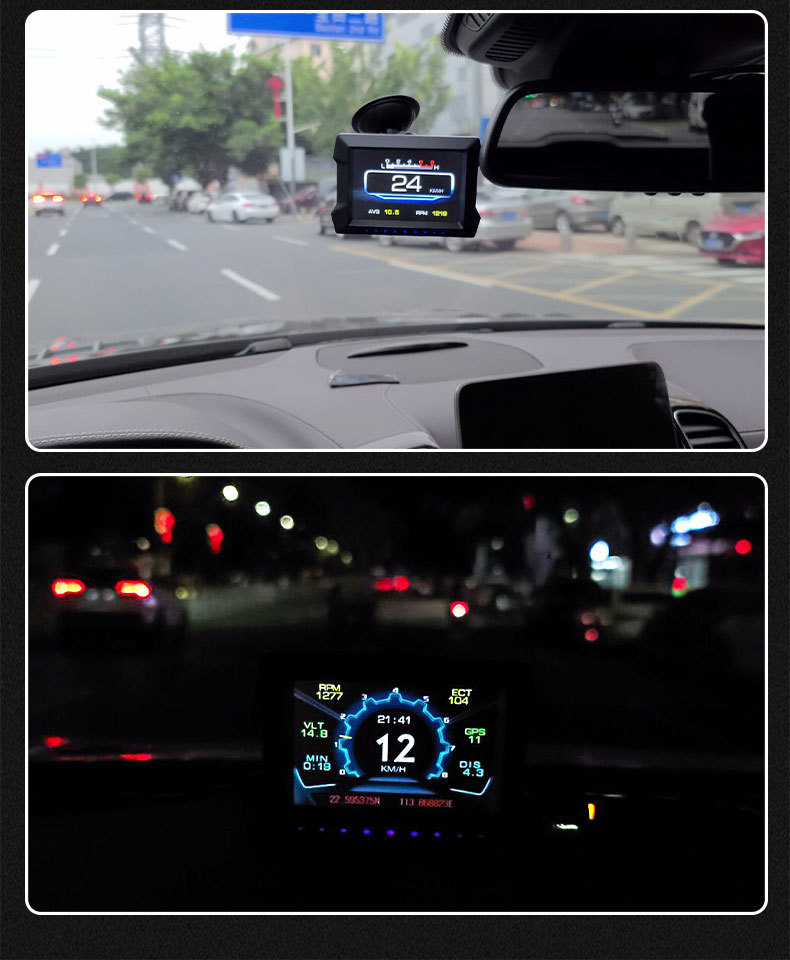 3.5inch Car-Mounted Hud Head-Up Display Obd2+Gps+Slope Meter Three-In-One Lcd Display Powered by Obd