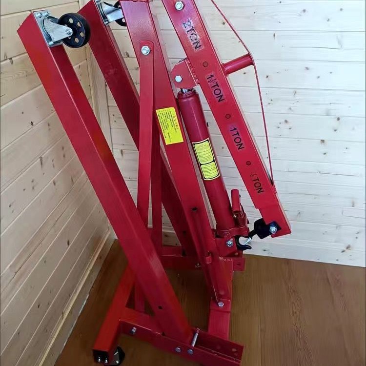 Máquina de grúa pequeña móvil, motor de grúa pequeña, grúa hidráulica, grúa plegable de reparación de automóviles de 2 toneladas 3