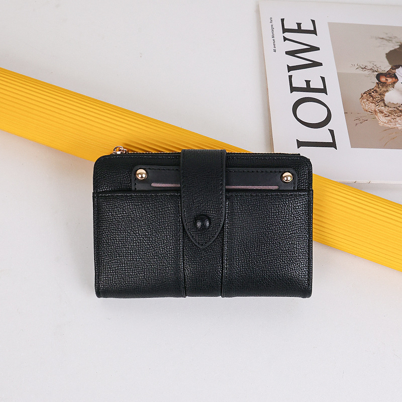 Fábrica de bolso al por mayor bolso de cambio corto de mujer japonés y coreano pequeño fresco bolso de tarjetas multifuncional hebilla cartera multifuncional