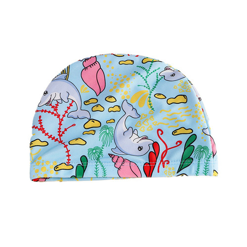 Children's swimming cap for boys and girls, waterproof, non-stretching, long hair, fashionable cloth cap, high-looking ear protection swimming cap, wholesale brim