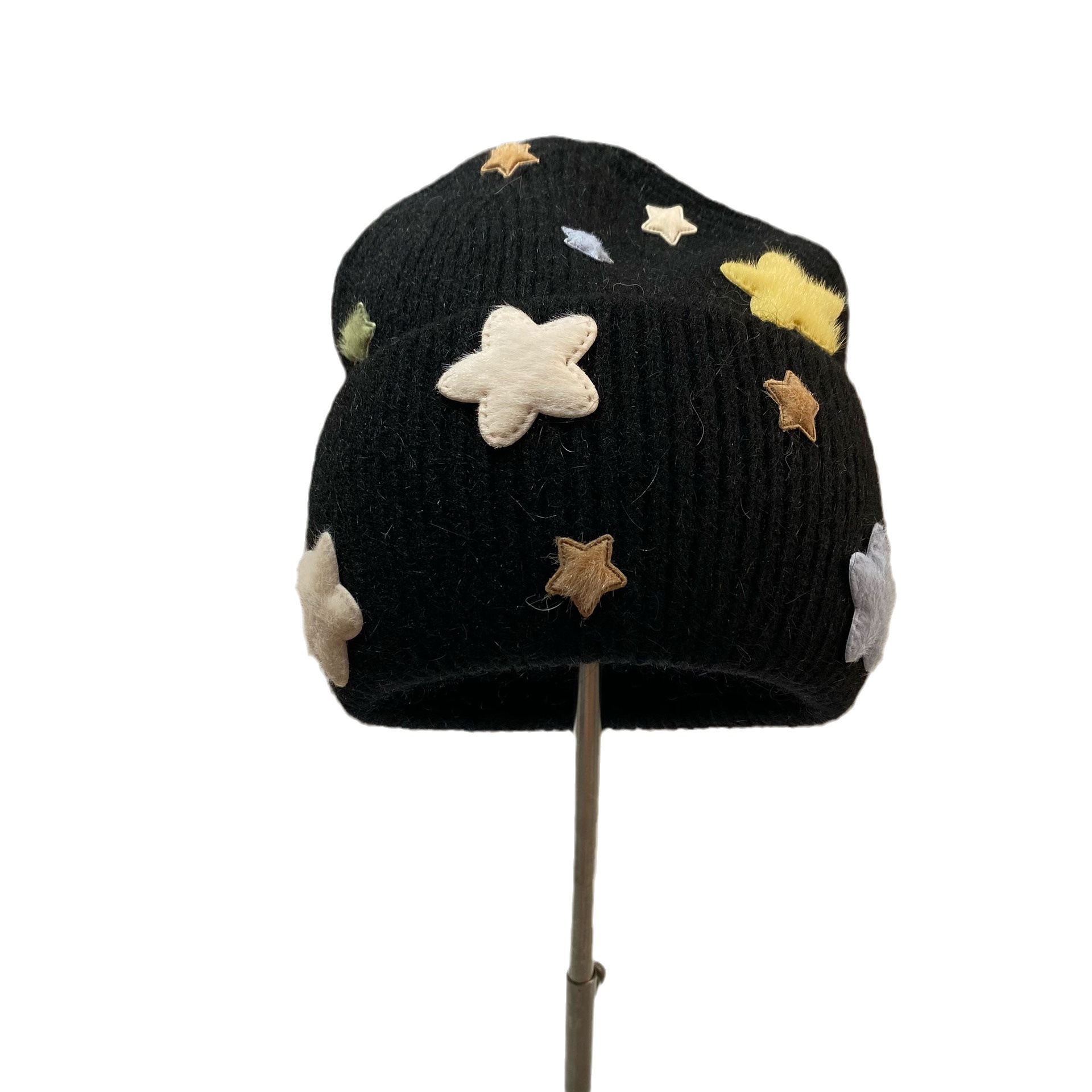 Gorro de punto Can love star, gorro de lana cálido con pelo de conejo para otoño e invierno, gorro con protección para los oídos que combina con todo para exteriores_voghion.com
