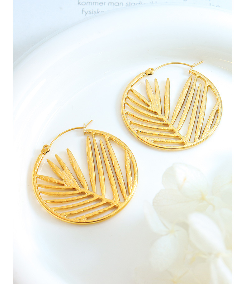 Fashion Bamboo Titanium Steel Plating Hollow Out Earrings 1 Pair display picture 4