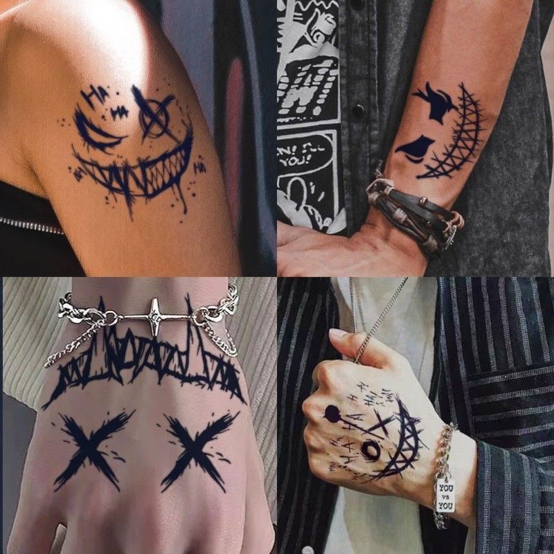 Clown smiley face Halloween arm back neck tattoo stickers herbal semi-permanent waterproof lasting