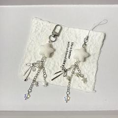 植绒蝴蝶结手机吊坠串珠星星U盘钥匙扣CCD相机挂件链卡册咕本吊绳