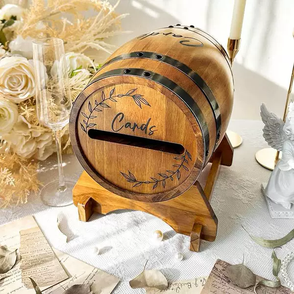 Ready-made wedding card box, wedding party decoration, wine barrel-shaped envelope card box, whiskey barrel gift card box