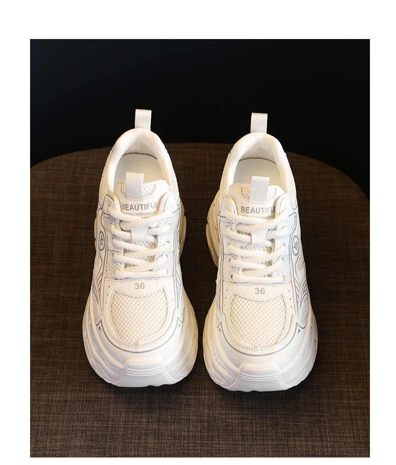 Giày sneaker nữ chunky đế dày mặt lưới tăng chiều cao — Màu trắng chi tiết 19