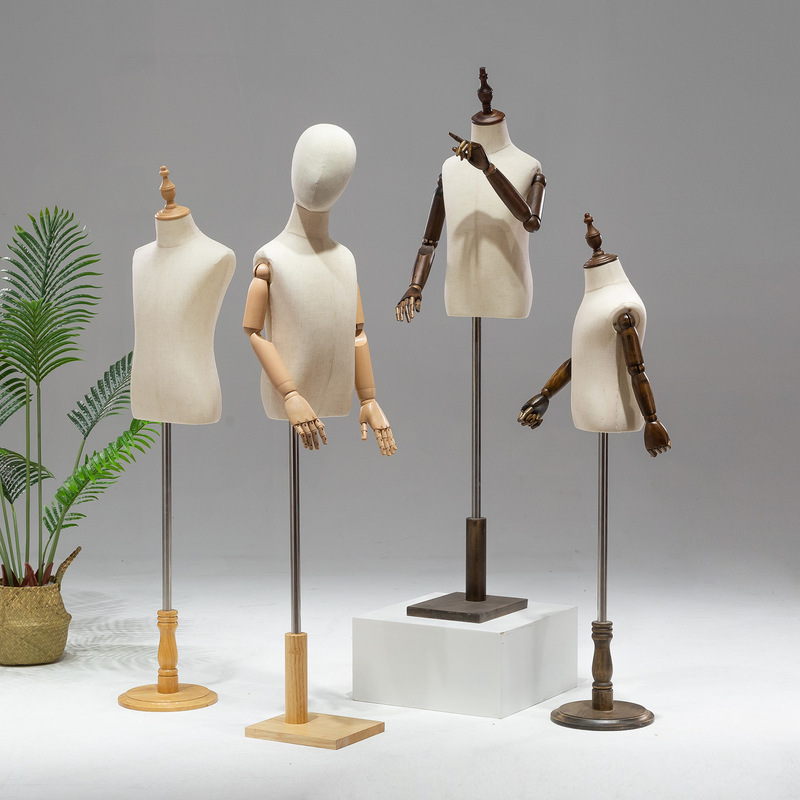 Children's Wooden Base Model Props Half-length Children's Clothing Display Rack Children's Clothing Store Window Leading Model Shelf