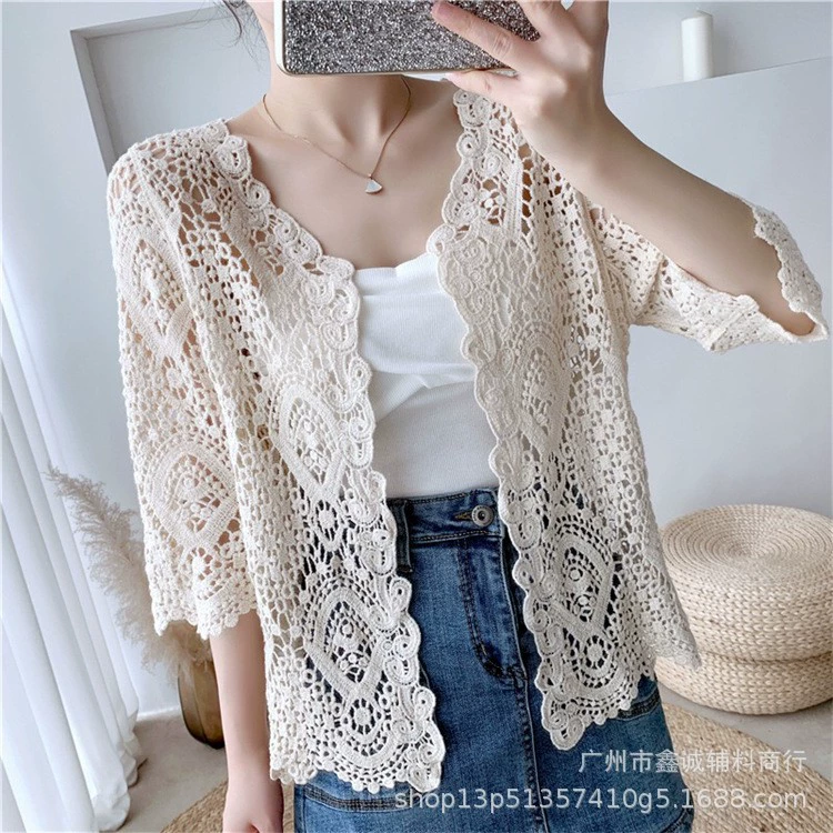 Женская пляжная накидка с длинным рукавом, one size (длина 65 см), защита от солнца, лёгкая