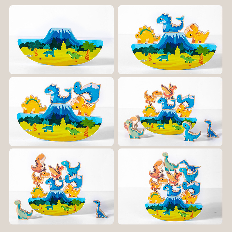 Madera gran granular animales y plantas bloque de construcción apilado Le entrenamiento de equilibrio apilado alto puzzle infantil juguete interactivo de educación temprana