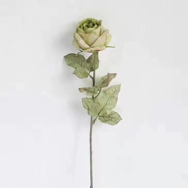 [ vintage rubber edge rose artificial flower high living room dining table decor fake flower TV cabinet display photo prop ]