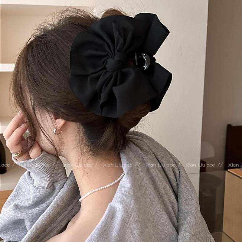 ファブリックリボンミディアムグリッパーヘアピン女性用 2025 新しいハイエンド後頭部ヘアピン少量の髪シャーククリップヘアアクセサリー|undefined