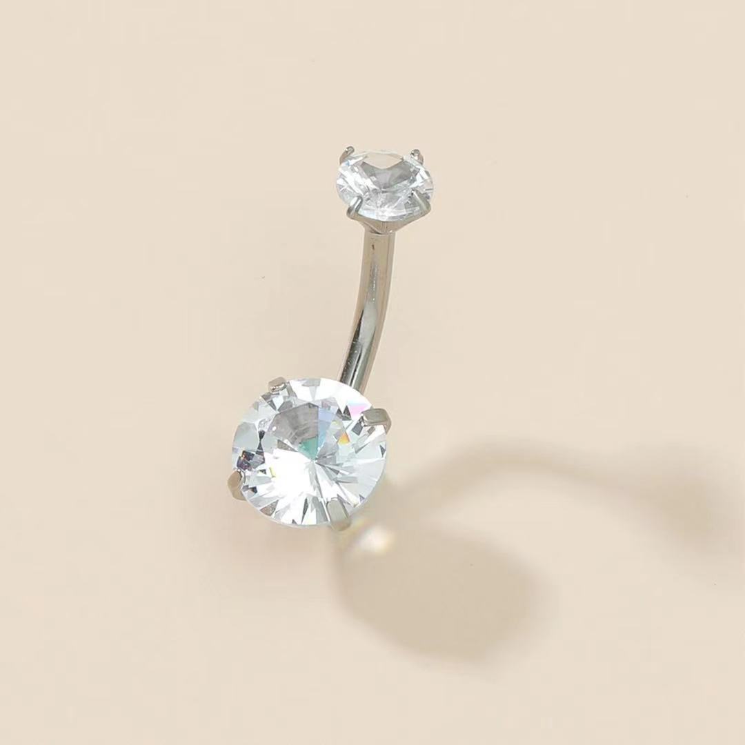 Piercing nombril en acier titane multicolore double zircon_voghion.com