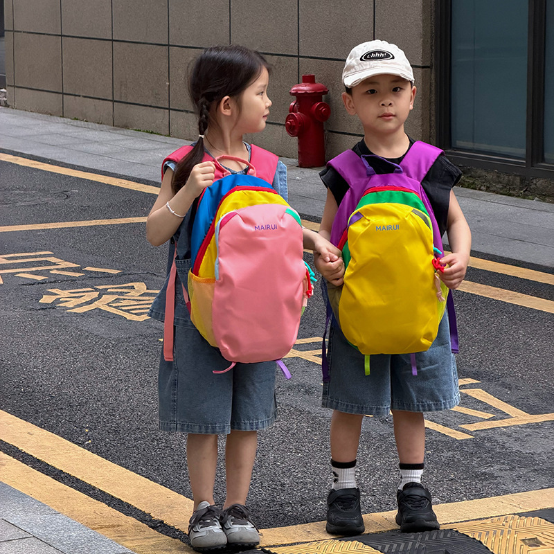 Mochila de dopamina de color contraste para niños y niñas, mochila escolar de gran capacidad, nuevo paquete de montaña infantil transfronterizo