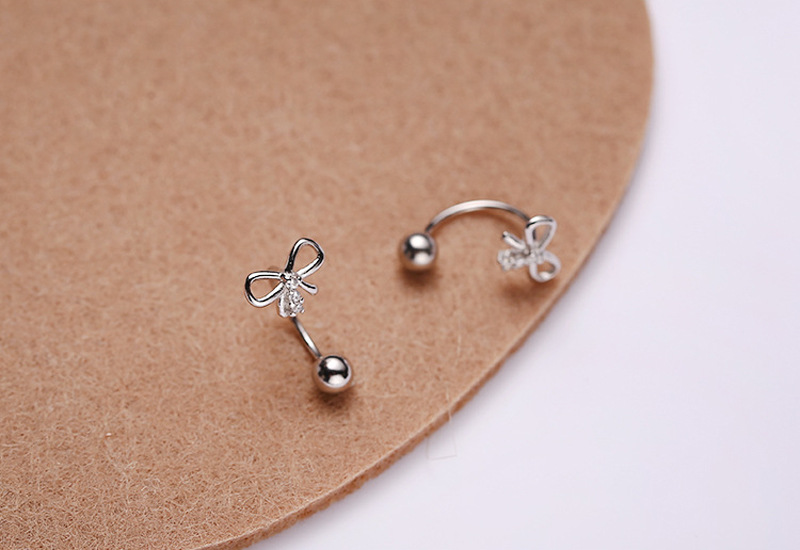 1 Piece Sweet Simple Style Bow Knot Plating Inlay Copper Zircon Ear Studs display picture 1
