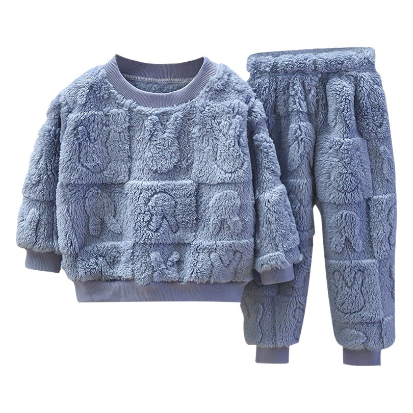 Pijamas para niños traje de franela cálido otoño e invierno Nuevo homewear engrosado para niños ropa forrada de lana para Bebés Ropa para niños