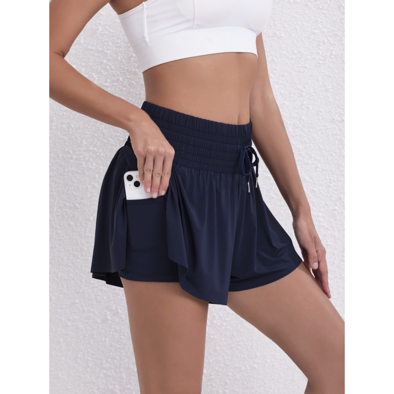 2025 New Amazon Running Tennis Pocket Sports Shorts European and American High Waist Women's Shorts Anti-Exposure Shorts
