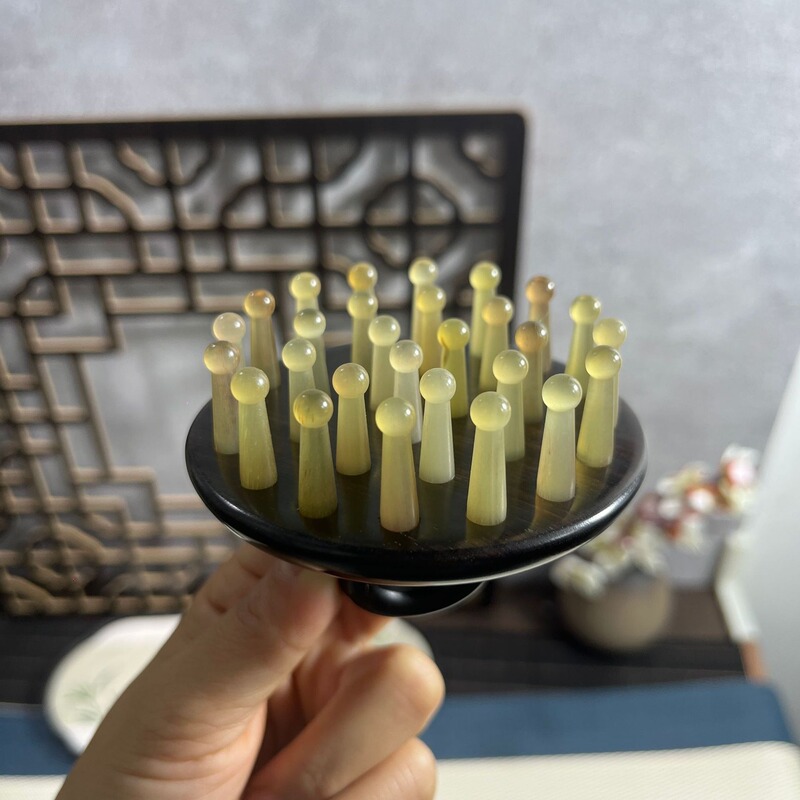 工場供給緑白檀ホーンコーム木製コーム経絡マッサージコームケア理髪コームヘッドマッサージコーム 28 歯|undefined