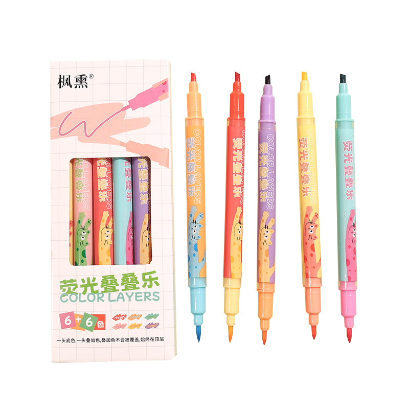 Creativo de doble cabeza de doble color marcador de color de los estudiantes de la escuela primaria de alto valor de color de la cuenta de mano de graffiti marcador