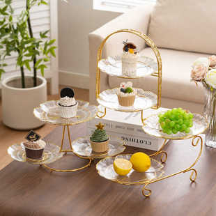 Light Luxury Acrylic Double Layer Multi-Layer Fruit Plate Snack Plate Wedding Afternoon Tea Snack Dessert Table Ornaments Display Rack