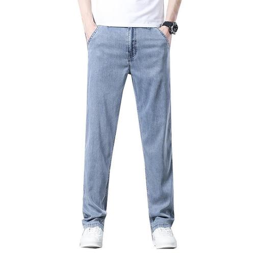 Lyocell Tencel Jeans Men's Four Seasons Regular 2023 New Trendy Loose Drape Breathable Straight Pants